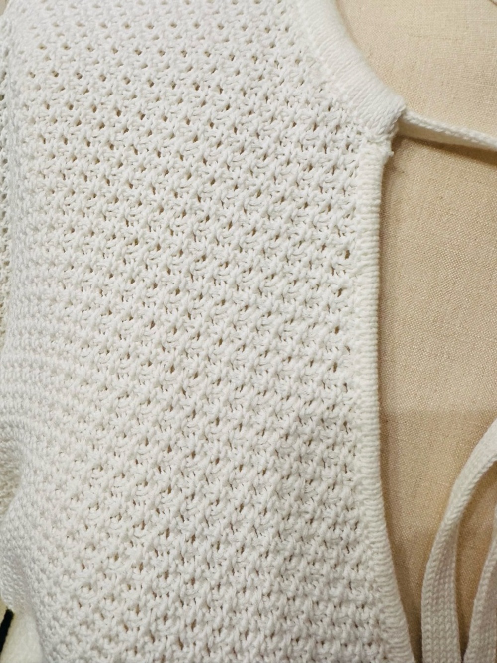 Cream Knit Long Sleeve Tie-Neck Dress - Picture 5 of 5
